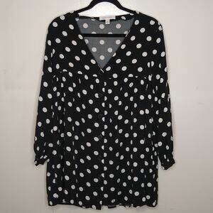 Popsugar women's medium black with white polka dots oversized blouse.